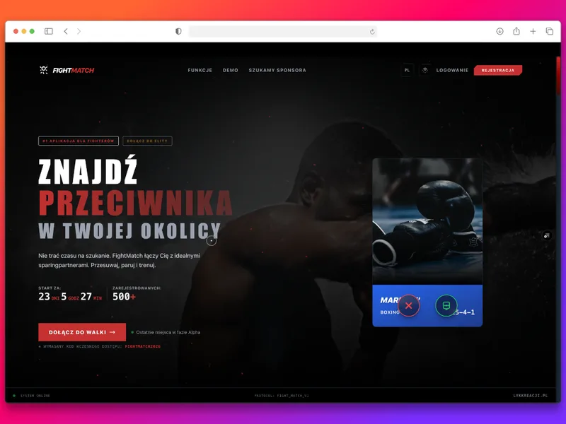 Wdrożenie aplikacji internetowej z geolokalizacją i automatyzacją — Fight-Match case study